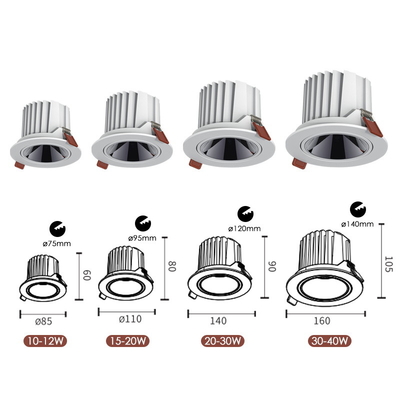 Cob 10W 15w 20W Kısılabilir LED Downlight Parlama Önleyici Çerçevesiz Gömme Aydınlatma