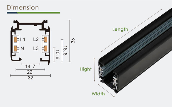 CE RoHS Raylı Aydınlatma Raylı Sistem 0.5m 1m 1.5m LED Raylı Işık Sistemi