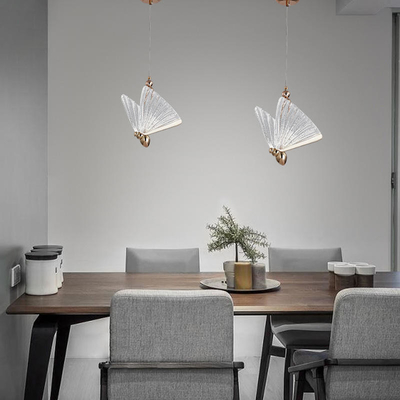 Restoran için 3D Cam Malzeme LED Kolye Işık Kelebek Dekorasyonu