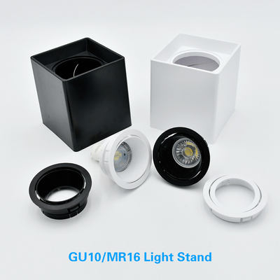 Kare / Yuvarlak Gu10 Ampul Muhafazası Sıva Üstü Mr16 LED Muhafazası